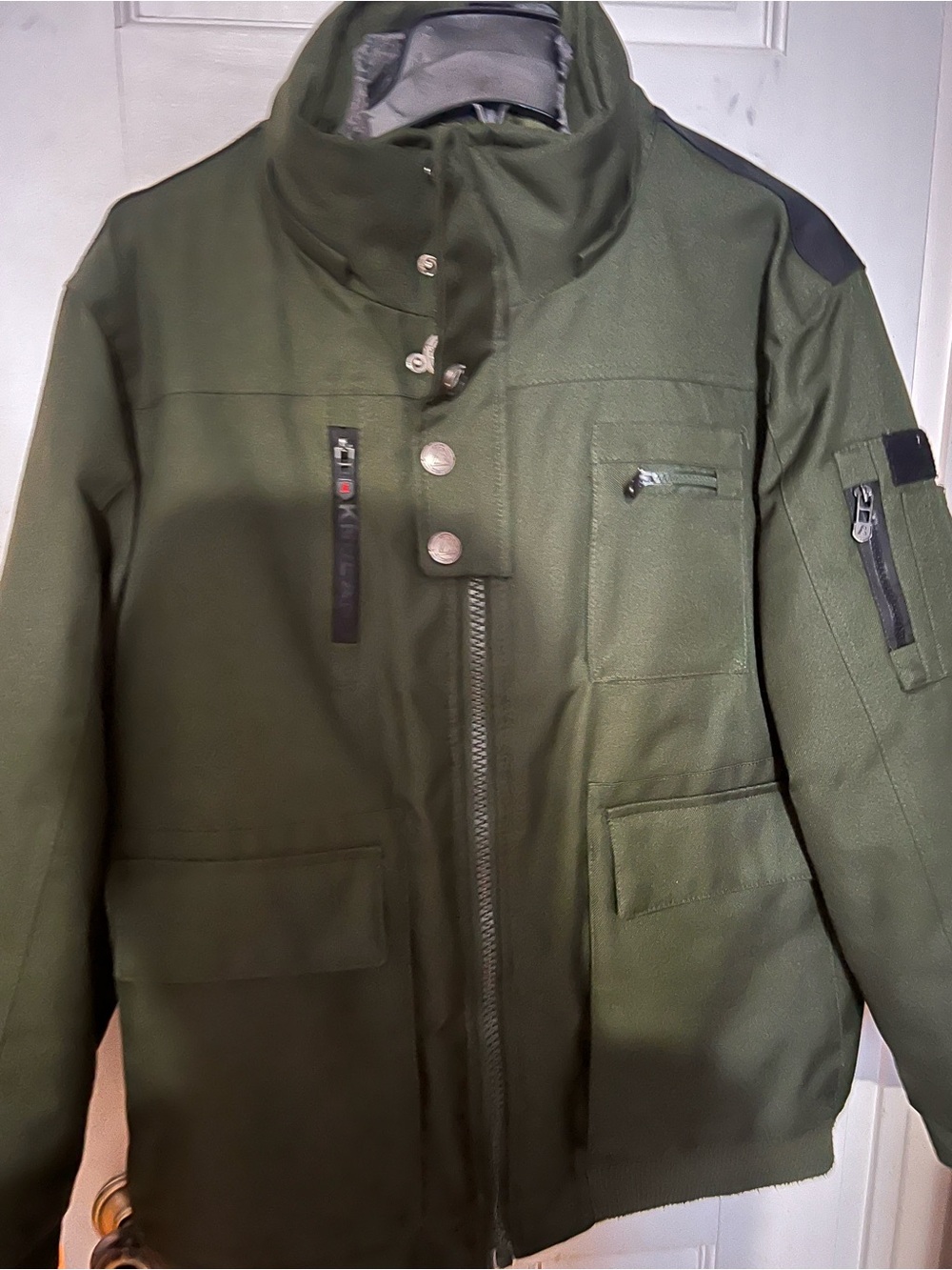 Awknd Men's Olive Green Military Field Jacket